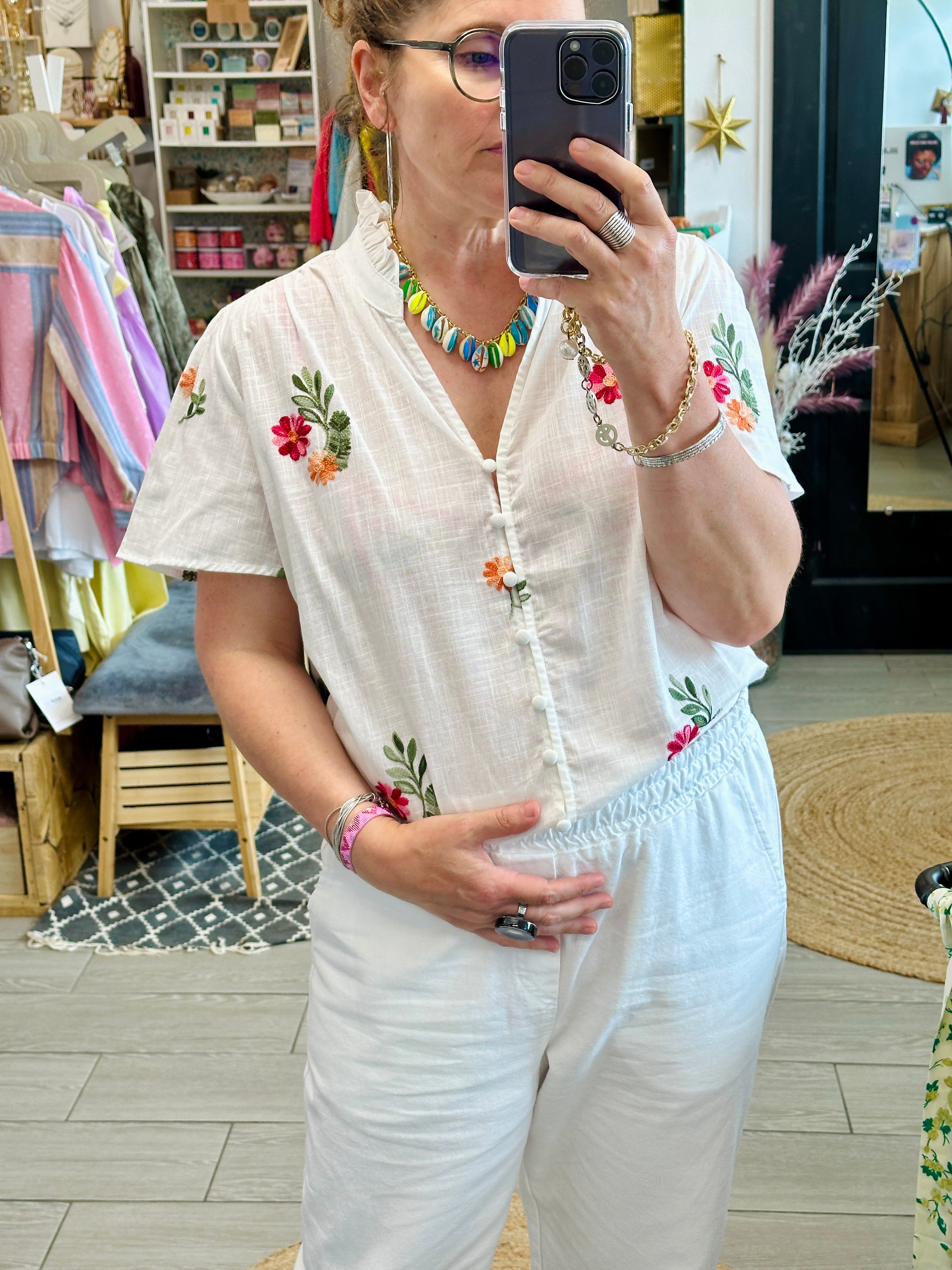 🌸 Blouse Iria — Un souffle de fraîcheur brodée