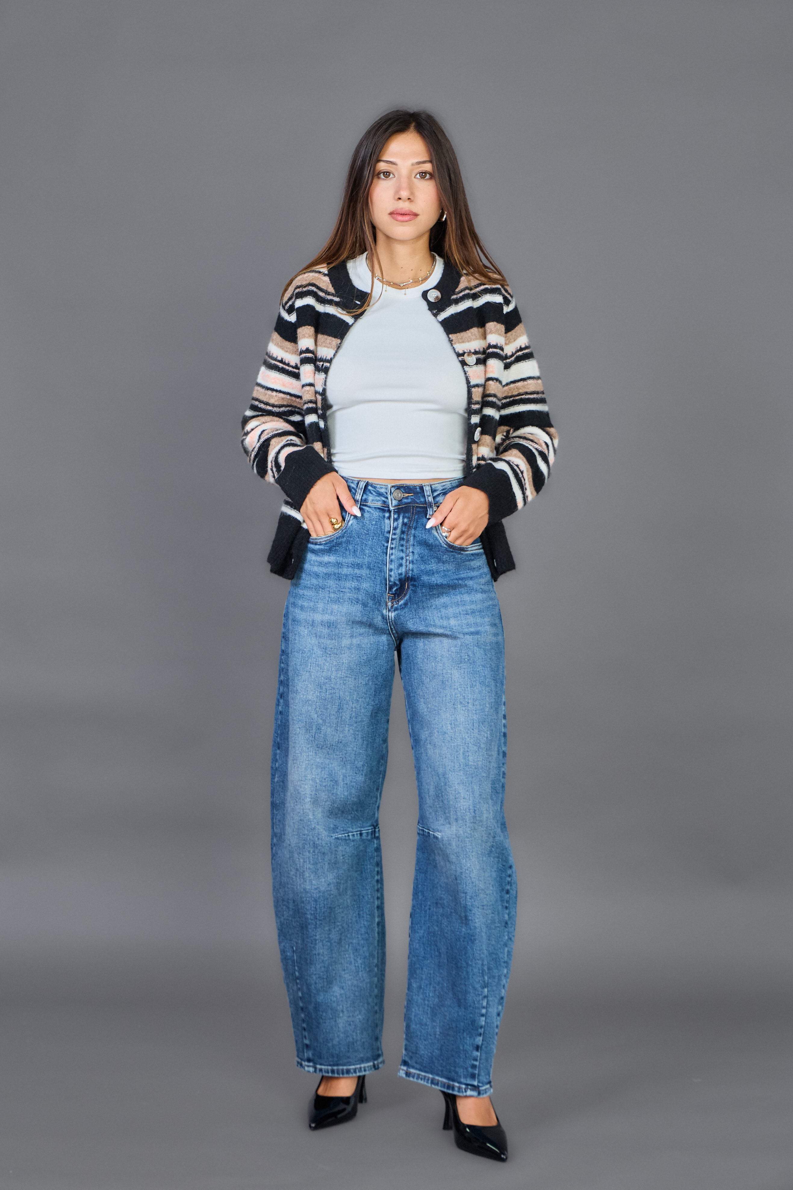 👖 Jean Bleu Barrel Fit Louisa – Coupe Tendance et Confort