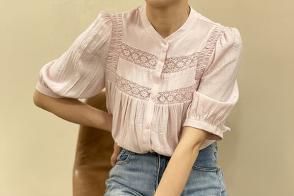 🌸Chemise Alizée rose pastel – Douceur romantique