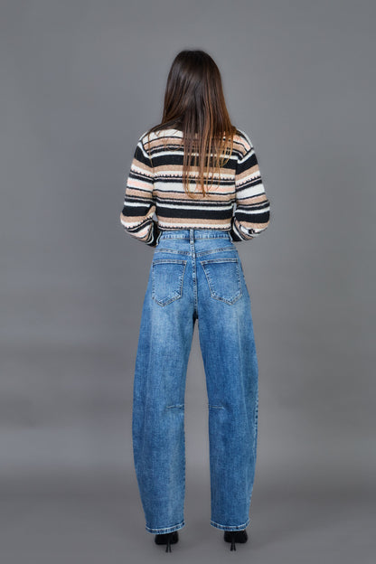👖 Jean Bleu Barrel Fit Louisa – Coupe Tendance et Confort