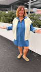 🩵Robe denim Gabrielle – Midi bleu foncé à col chemise