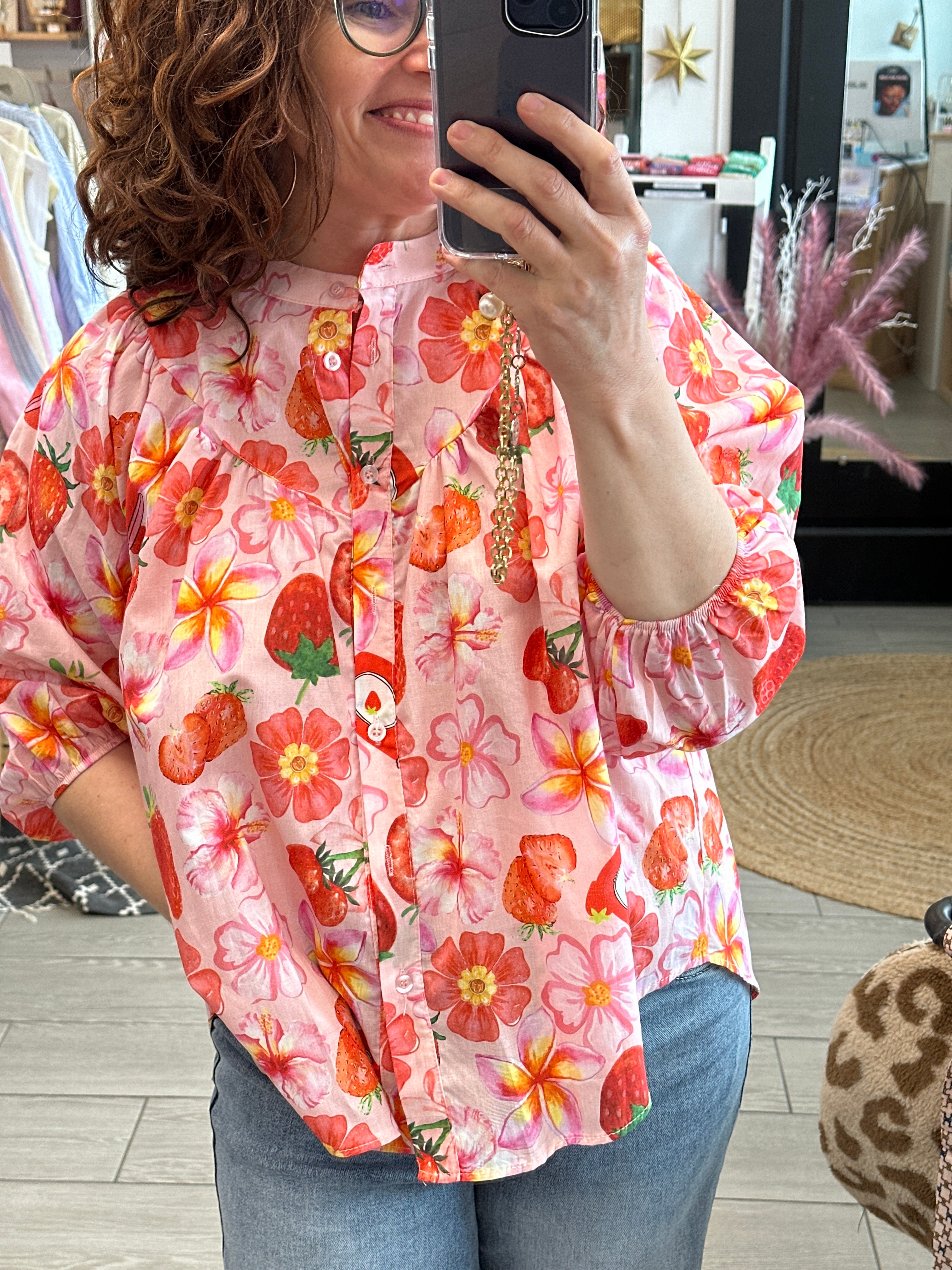 🌸 Chemise Fruits – Fraîcheur et fantaisie au rendez-vous !