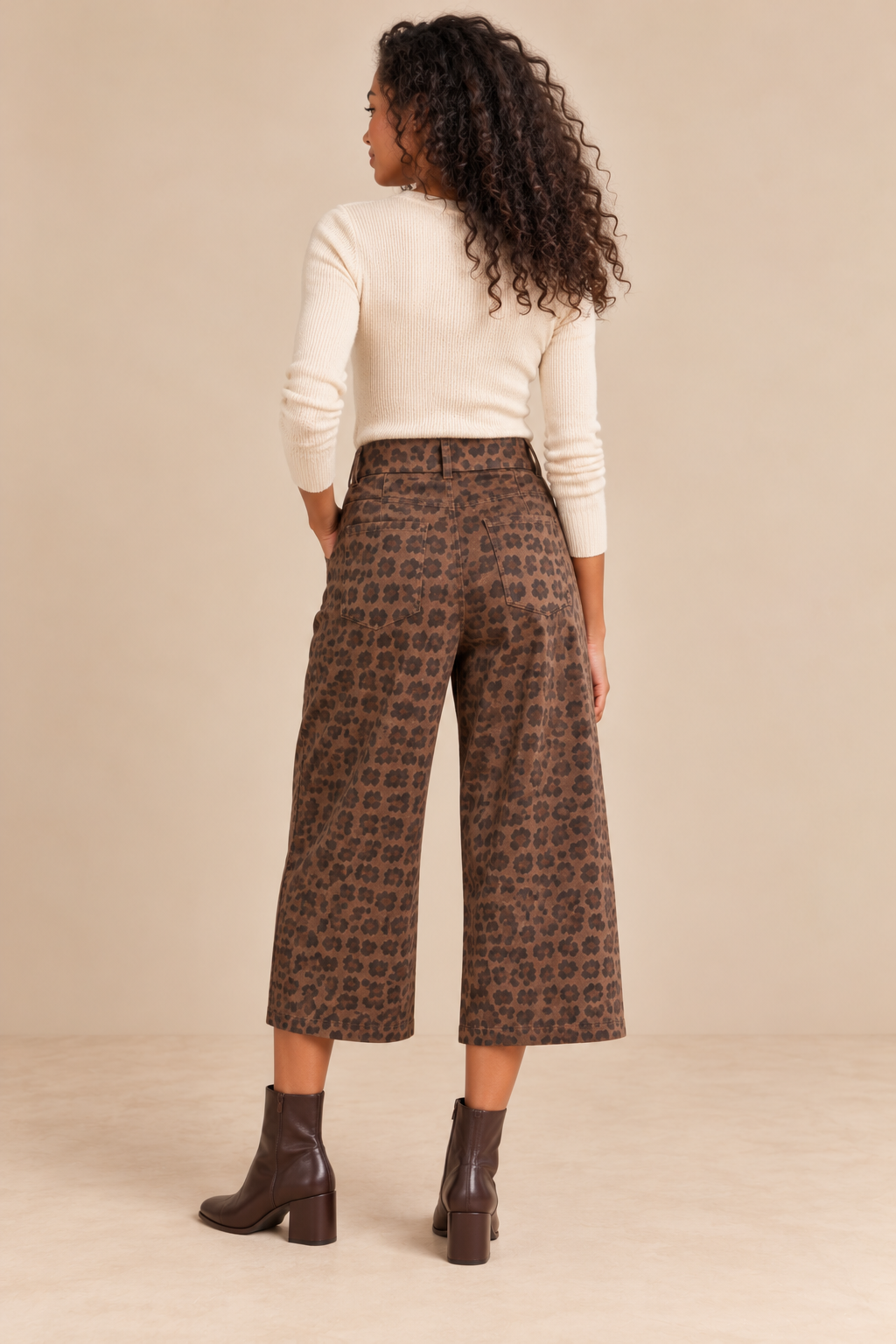 🐆Bermuda Pauline - Imprimé léopard camel & écru femme