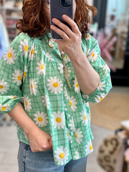 🌸 Chemise Flowers – 100% coton, motifs floraux vitaminés