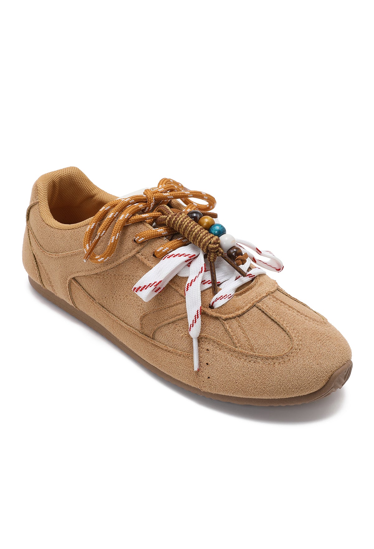 ✨Baskets camel – Lacets décoratifs et perles