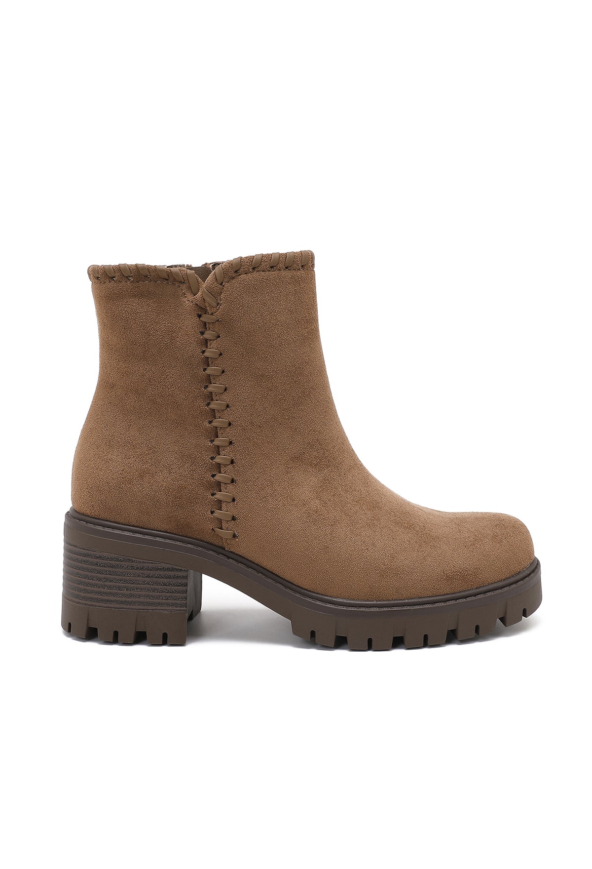 🤎Bottines en daim marron – Synthétique à semelle crantée
