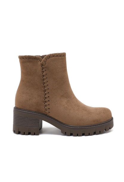 🤎Bottines en daim marron – Synthétique à semelle crantée
