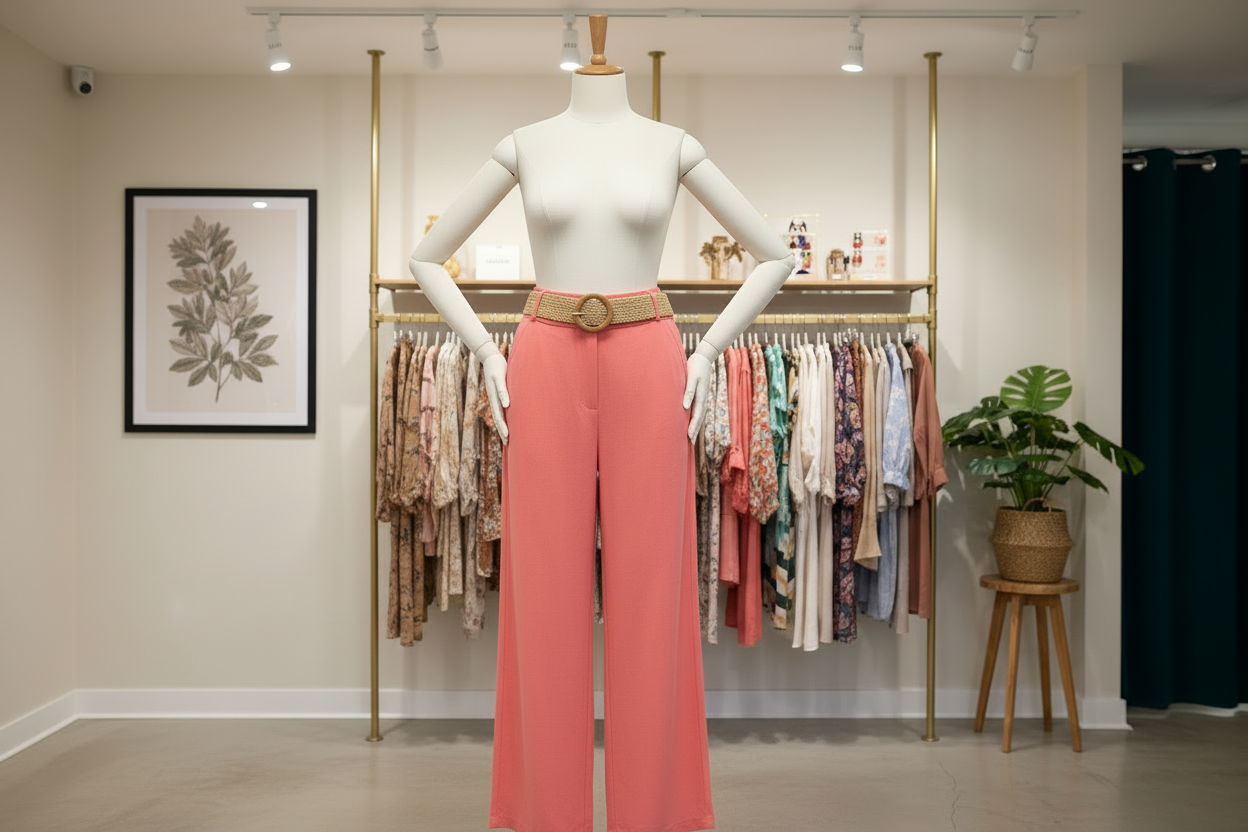 🧡 Pantalon corail fluide – Coupe droite et large