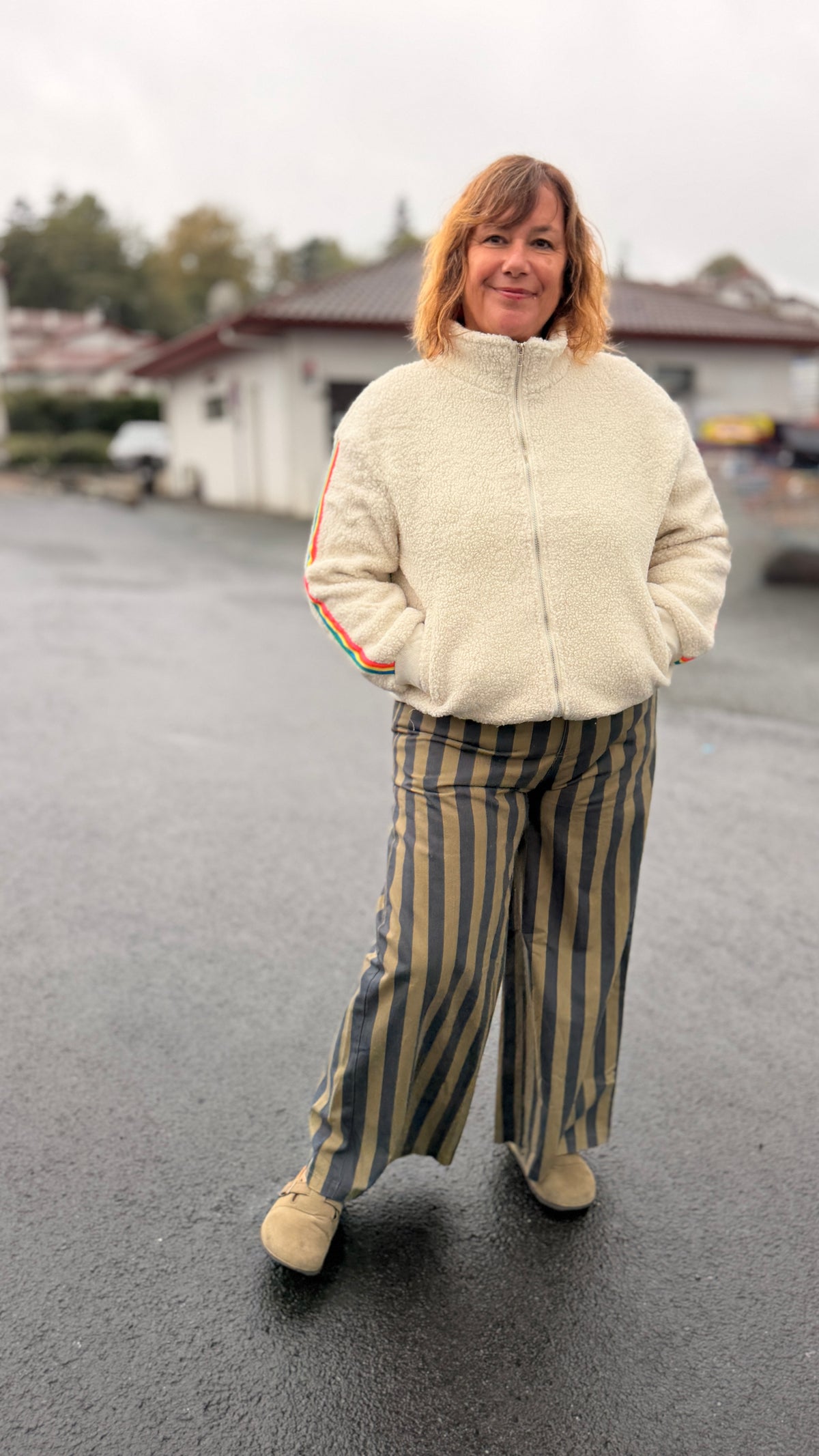 🤍Polaire écrue Amanda femme  – Grande taille à manches longues