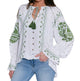 🌿 Blouse Ysée – Broderies vertes esprit bohème