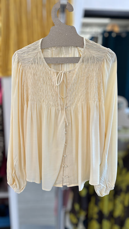🤍 Blouse Louisa – Beige Élégant