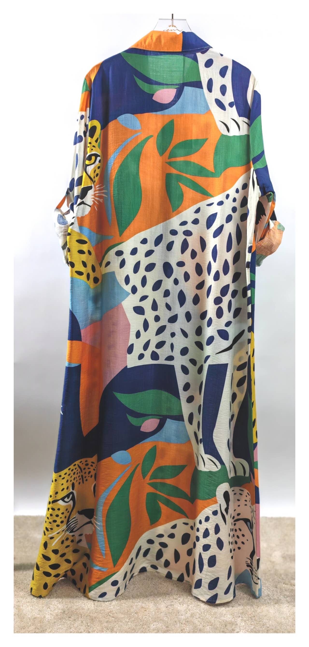 🐆Robe longue guépard multicolore