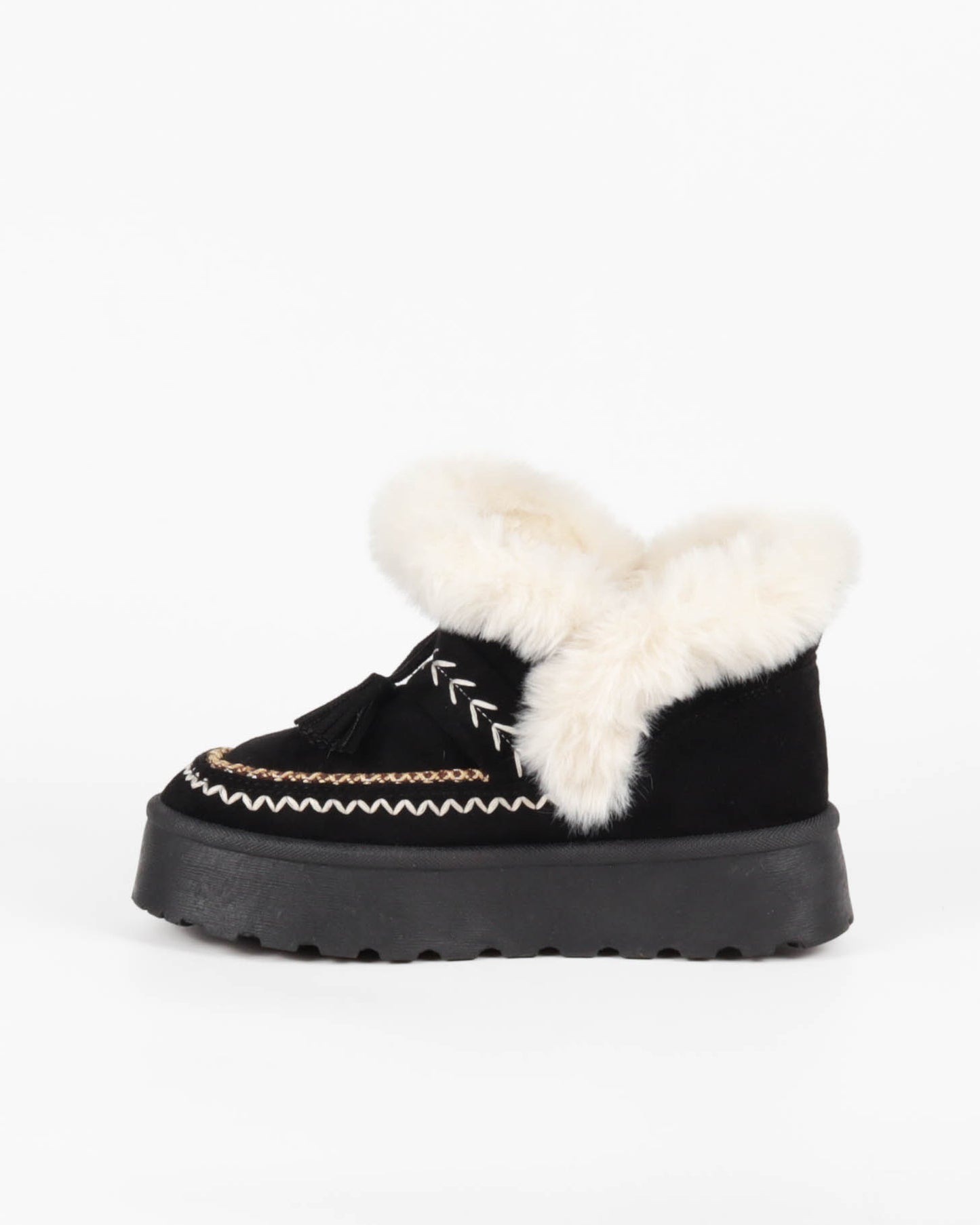 ❄️Bottines Maika – Noires fourrées avec pompons