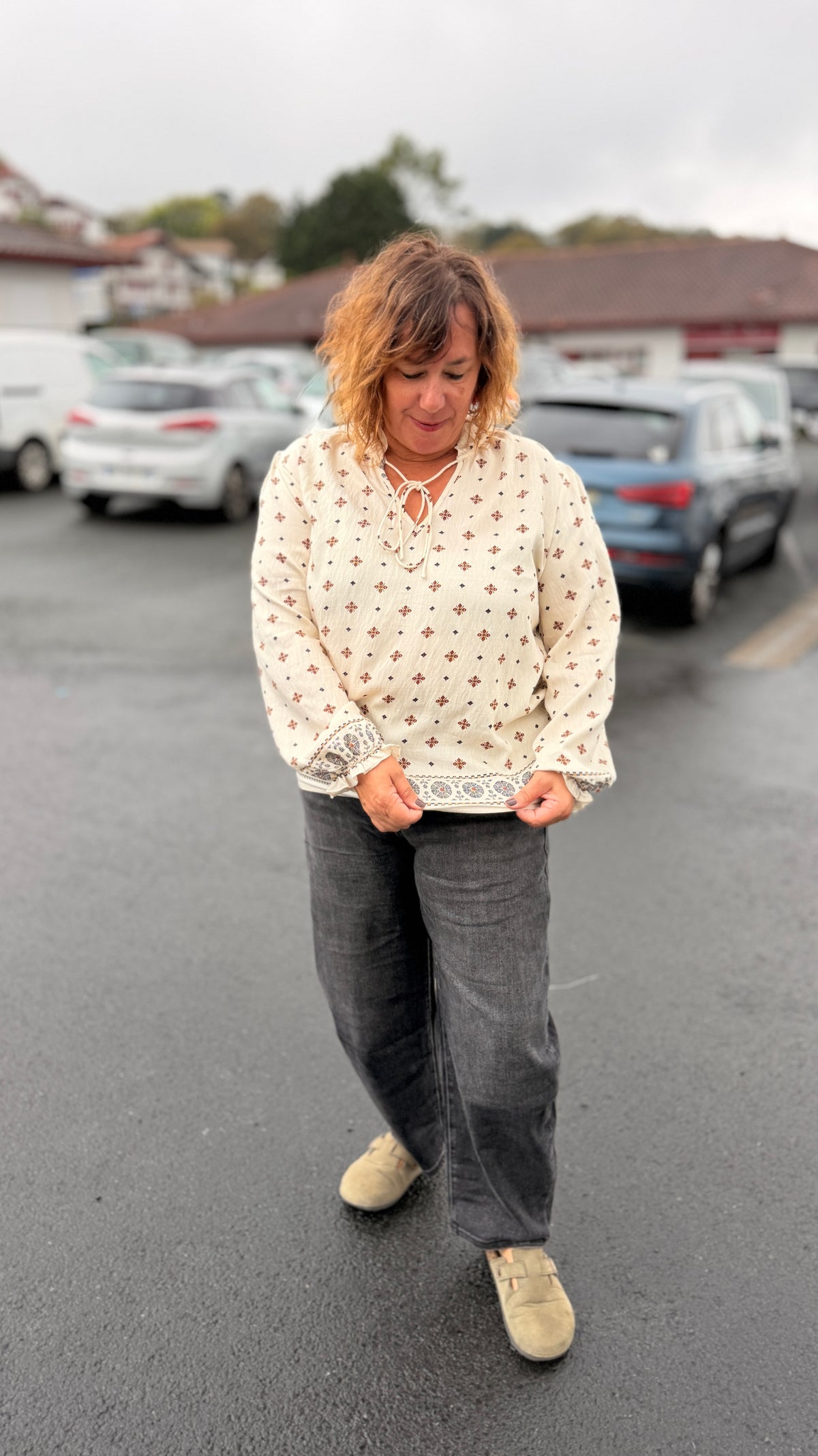 ✨Blouse Ilona – Grande taille écrue en coton