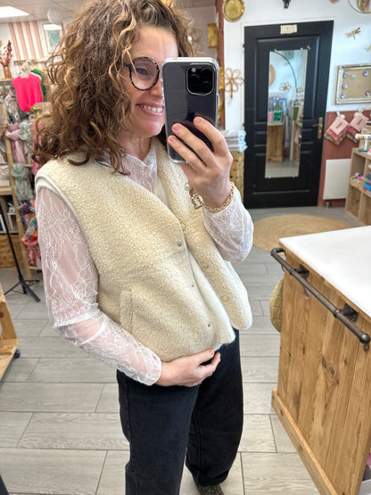 🧥 Gilet Basile sans manches effet teddy – Esprit cocooning