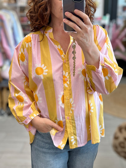 🌸 Chemise Flowers – 100% coton, motifs floraux vitaminés