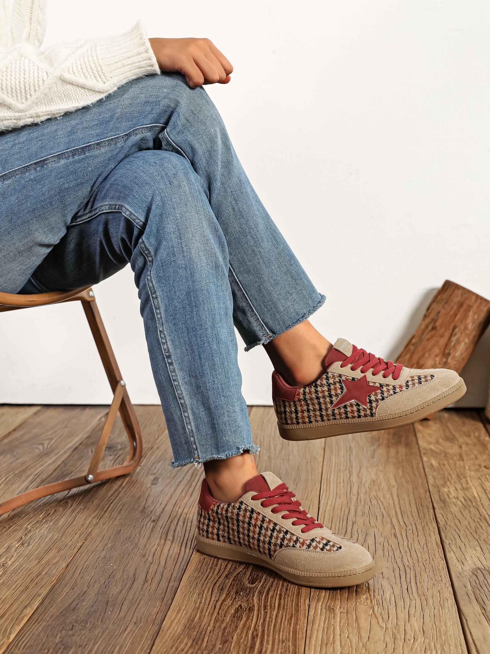 Baskets automnales bordeaux en suédine et toile - Abana Boutique 64250