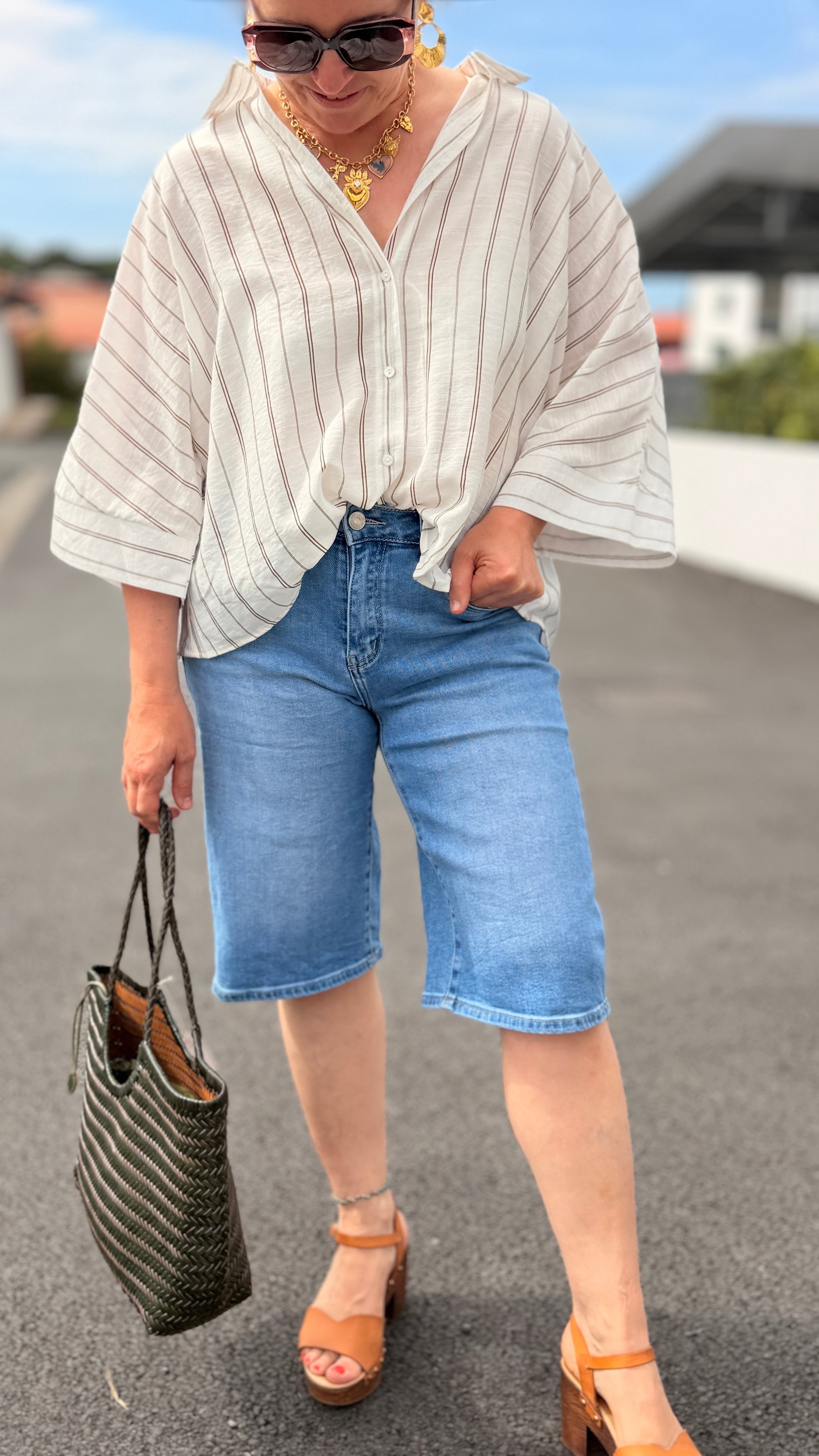bermuda short bleu mode femme tendance nina carter maelle labenne hossegor capbreton
