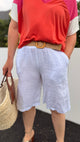 bermuda en lin blanc mode femme tendance avec ceinture a nouer banditas from marseille hossegor mont de marsan dax capbreton