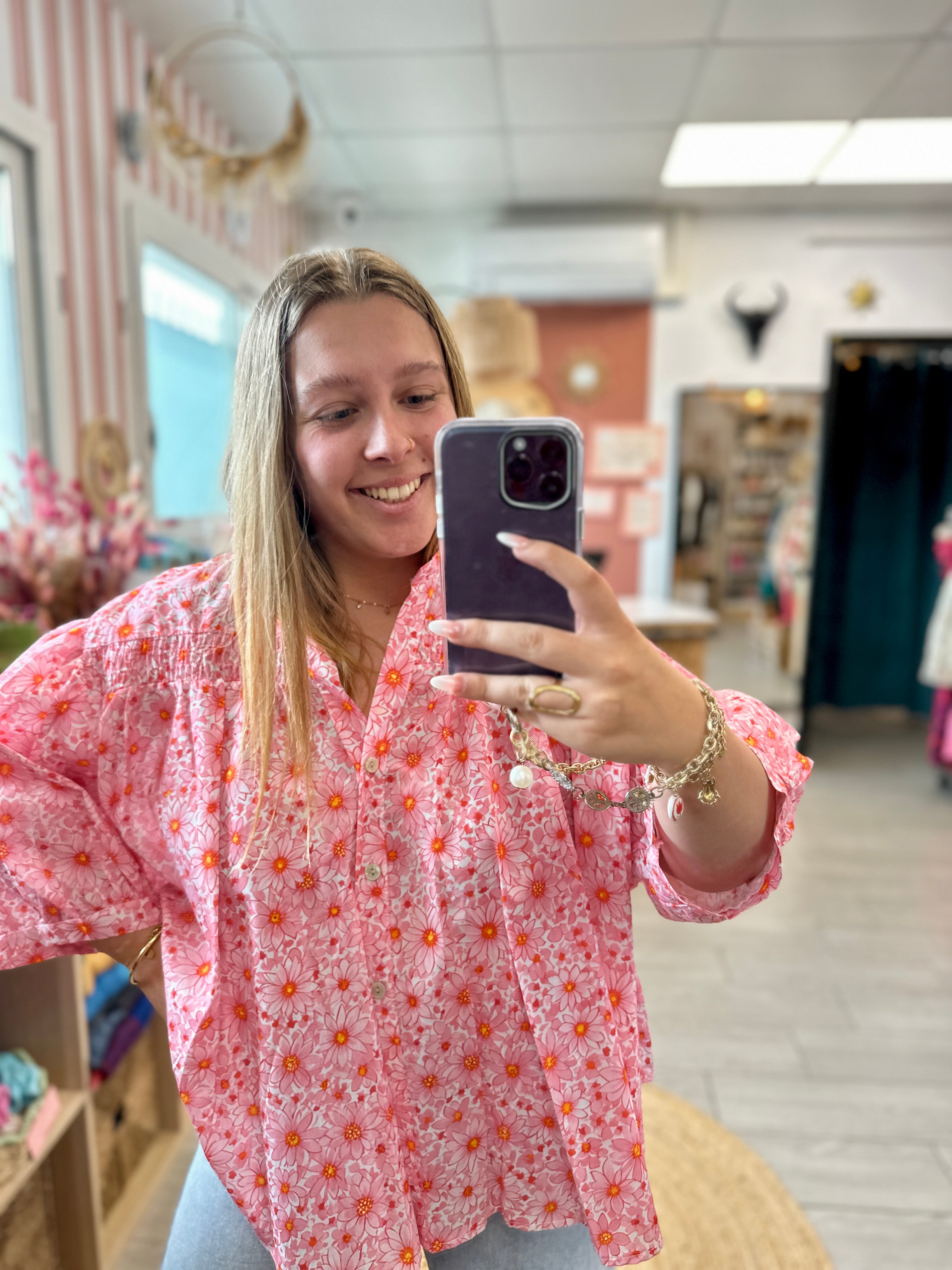 blouse femme fleurie rose grande taille april vintage hourtin la rochelle