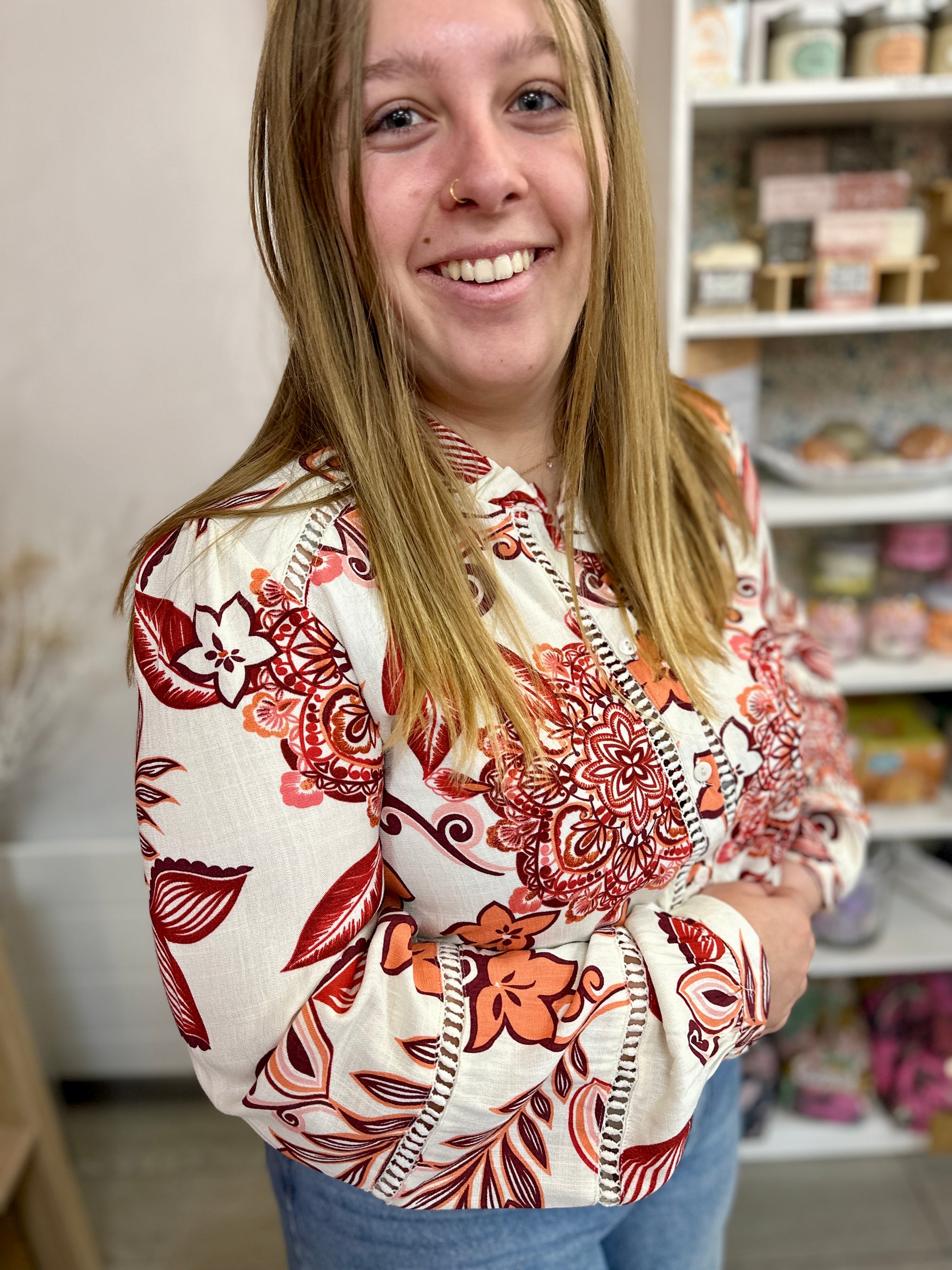 blouse fleurie rouge johanna paris marseille