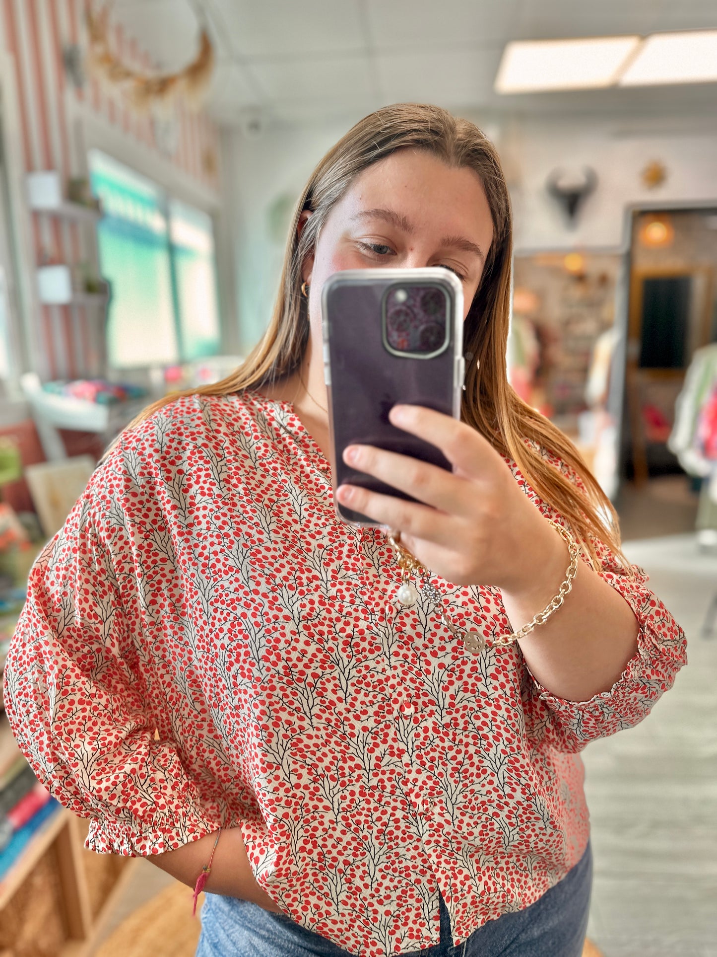 blouse imprime rouge maelle femme lyon