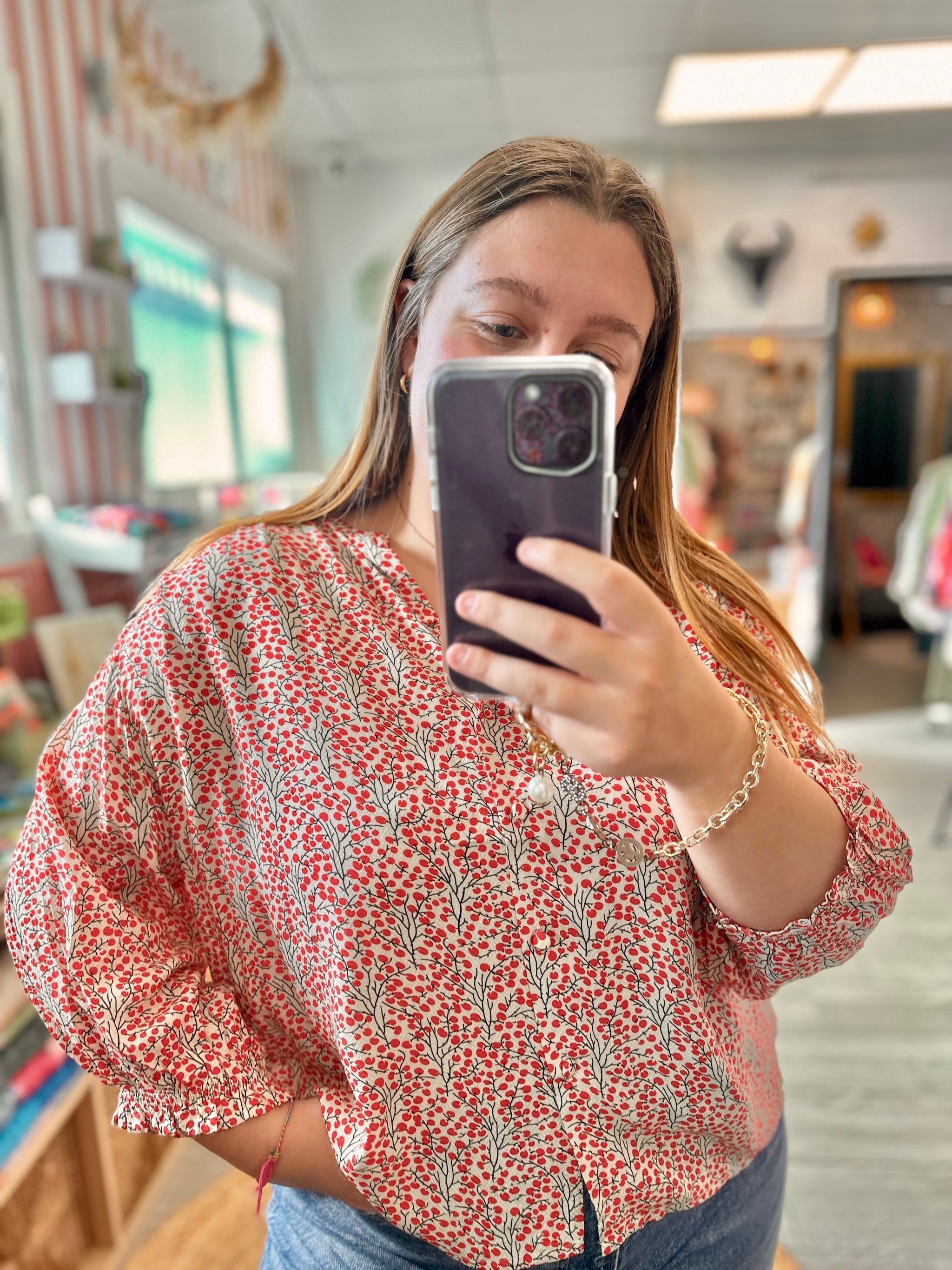 blouse imprime rouge maelle femme lyon