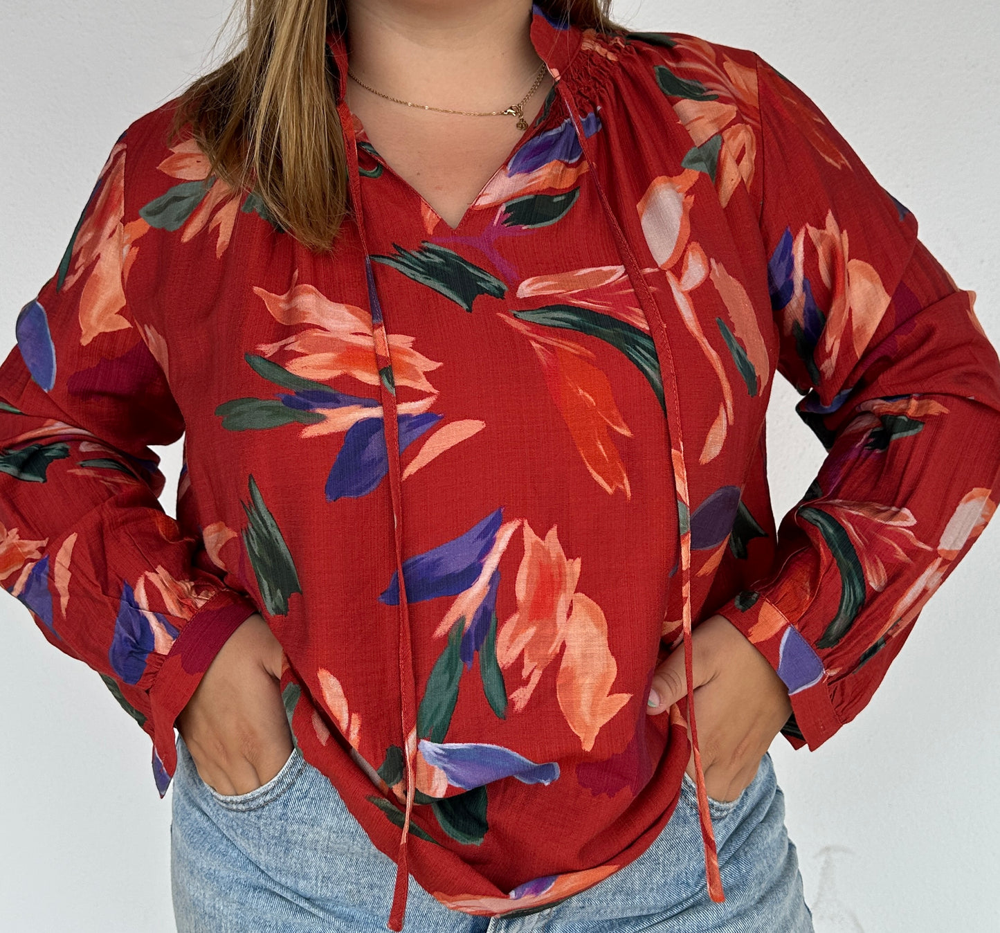 Blouse Paloma élégante à imprimé floral manches longues – Abana 64480