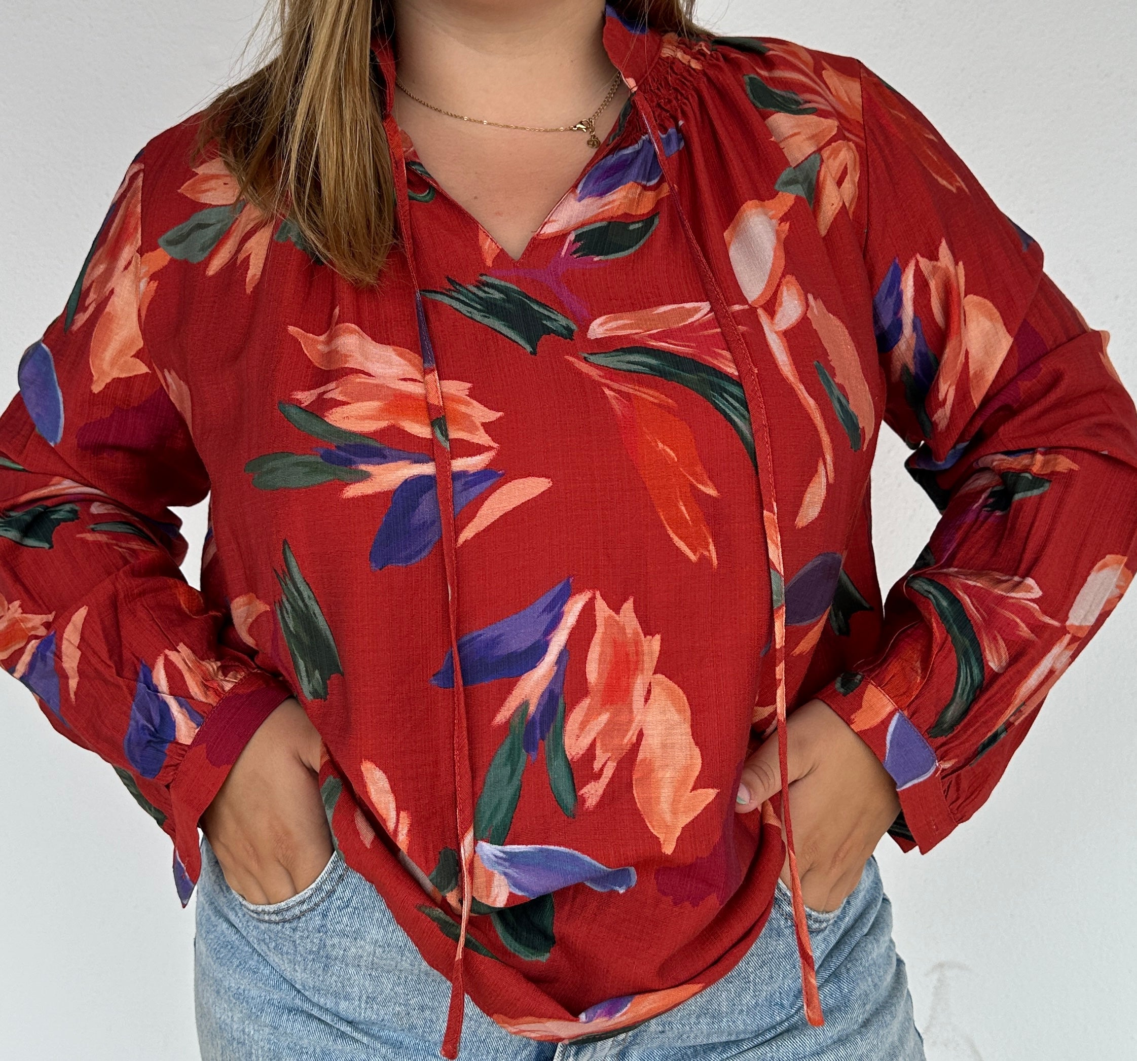Blouse Paloma élégante à imprimé floral manches longues – Abana 64480