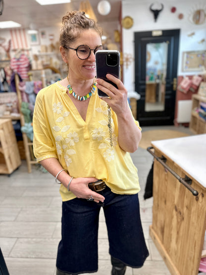 broderie chemise jaune fluide doux kilky pau