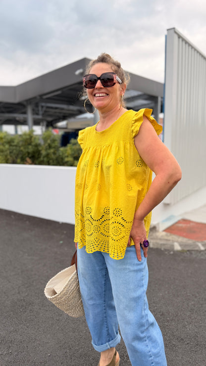 blouse fluide ample brodées jaune mode femme banditas from marseille emijo nina carter 