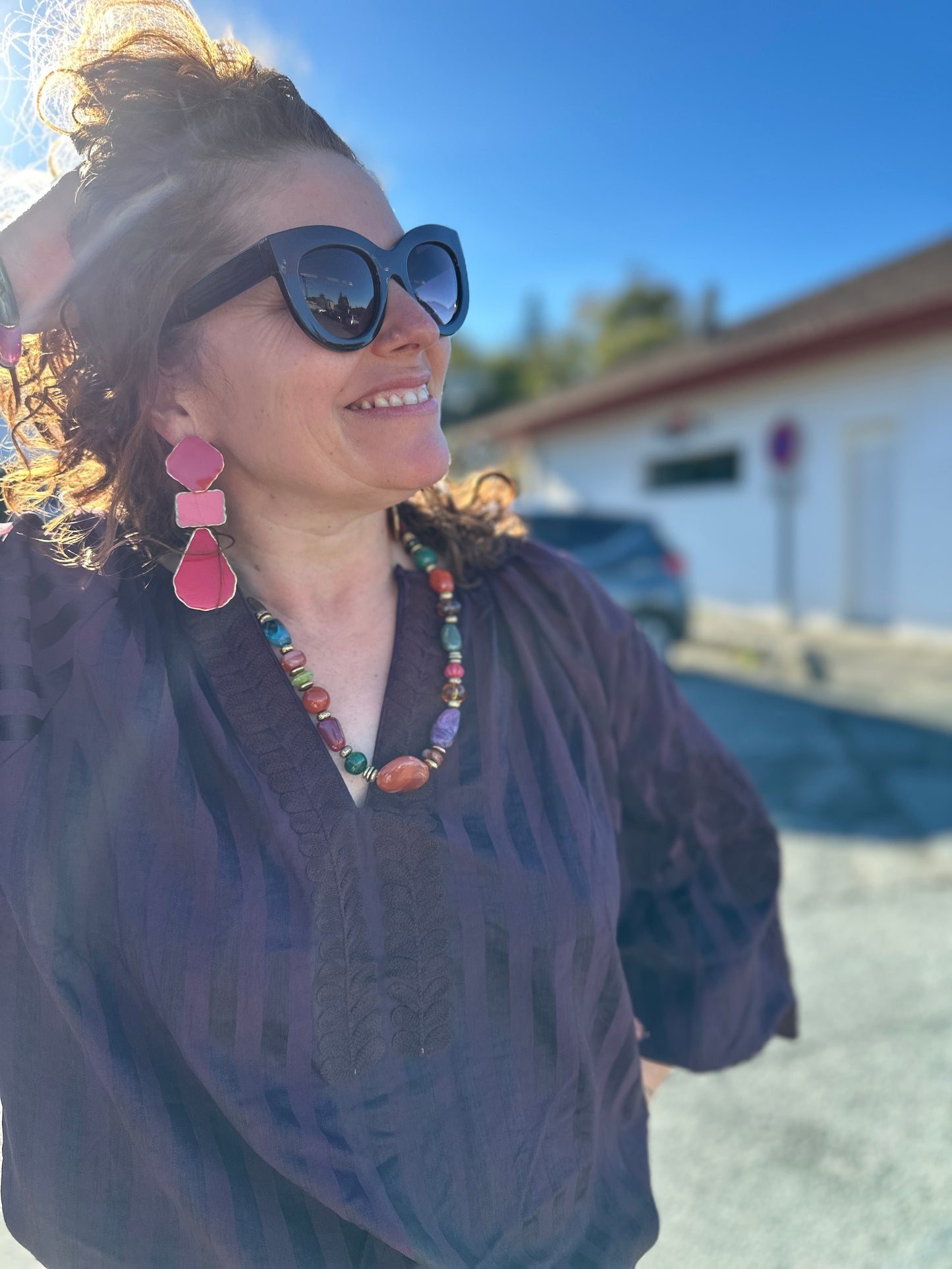 top élégant femme bordeaux à coupe ample tendance - abana 64240