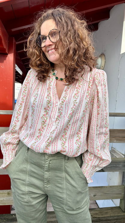 blouse imprimee rose et vert kilky mont de marsan