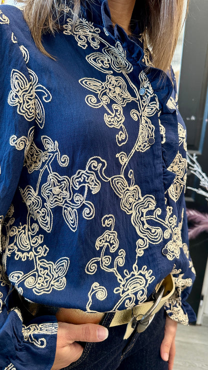 Blouse fluide élégante avec boutons et motifs - Abana 64250