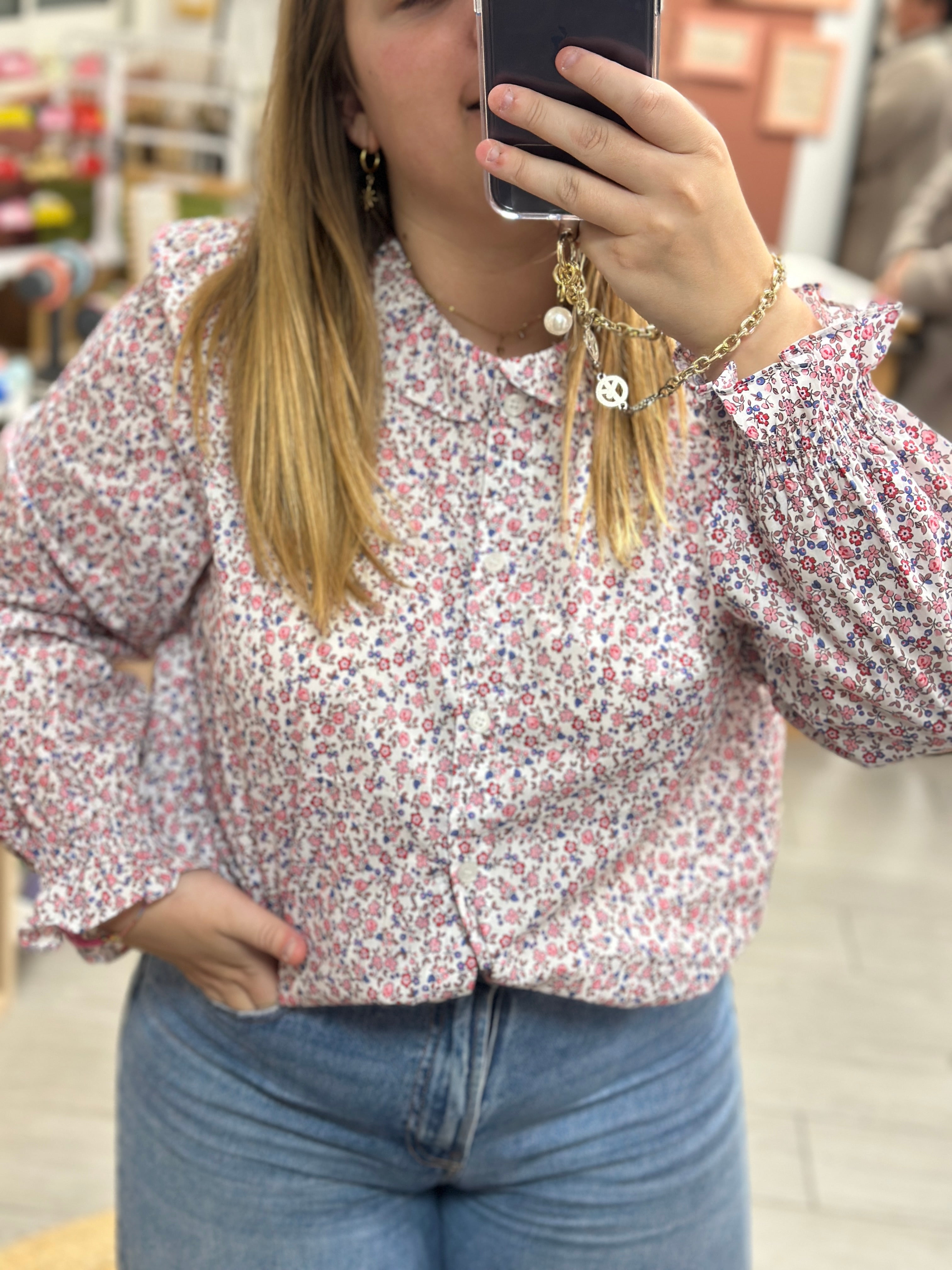 blouse fleurie rose femme kilky paris