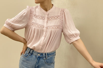 🌸Chemise Alizée rose pastel – Douceur romantique