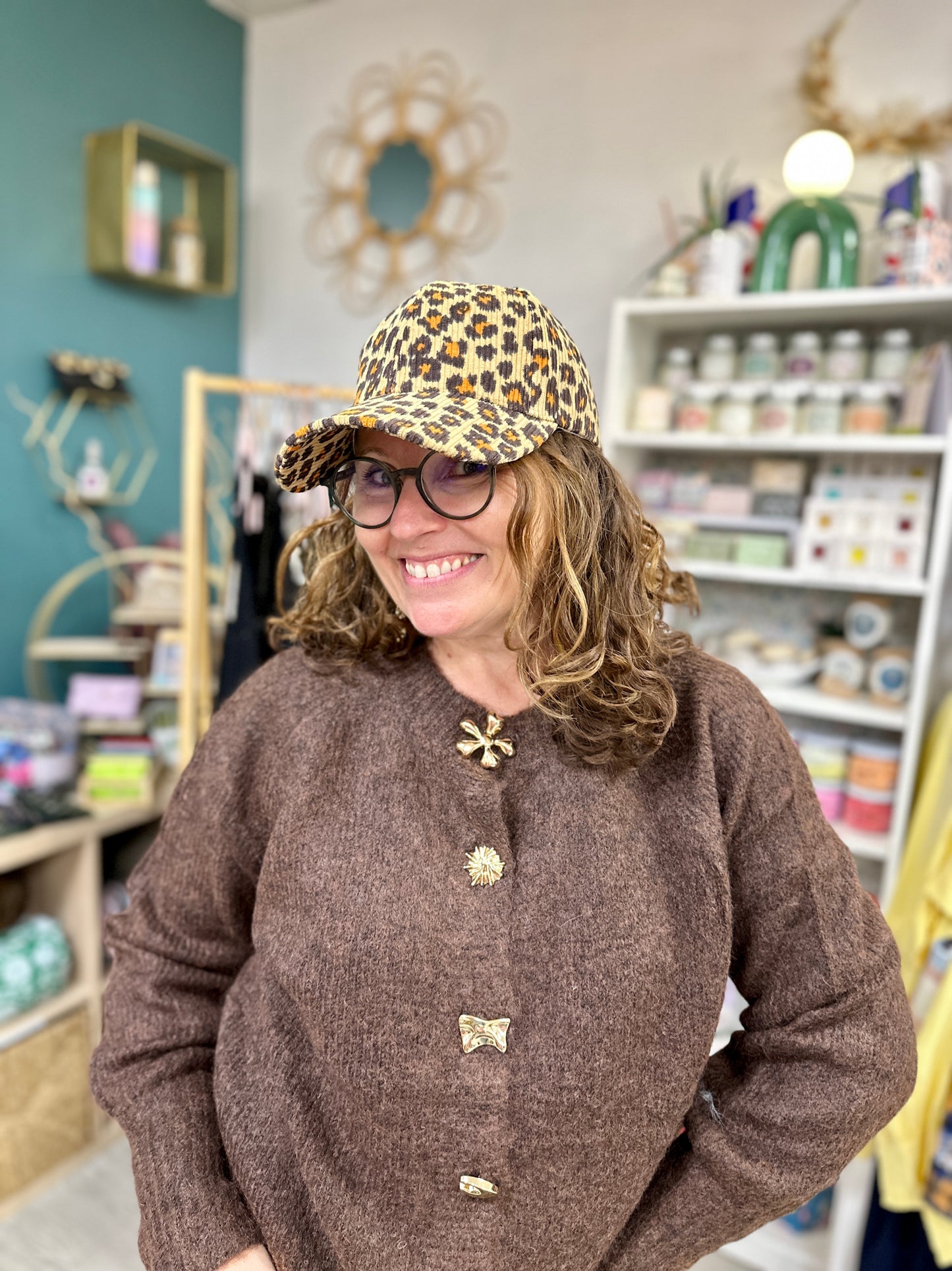 casquette léopard en velours côtelé tendance femme - abana 64480