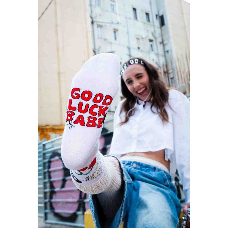 chaussettes eat my socks bonne chance motif fun lyon