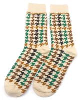 Chaussettes originales unisexe à motifs amusants en coton pied de poule Camel - Abana 64480