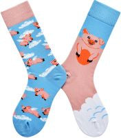 Chaussettes amusantes unisexe style décalé cochons nuages