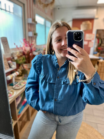 chemise jean volants femme banditas bordeaux