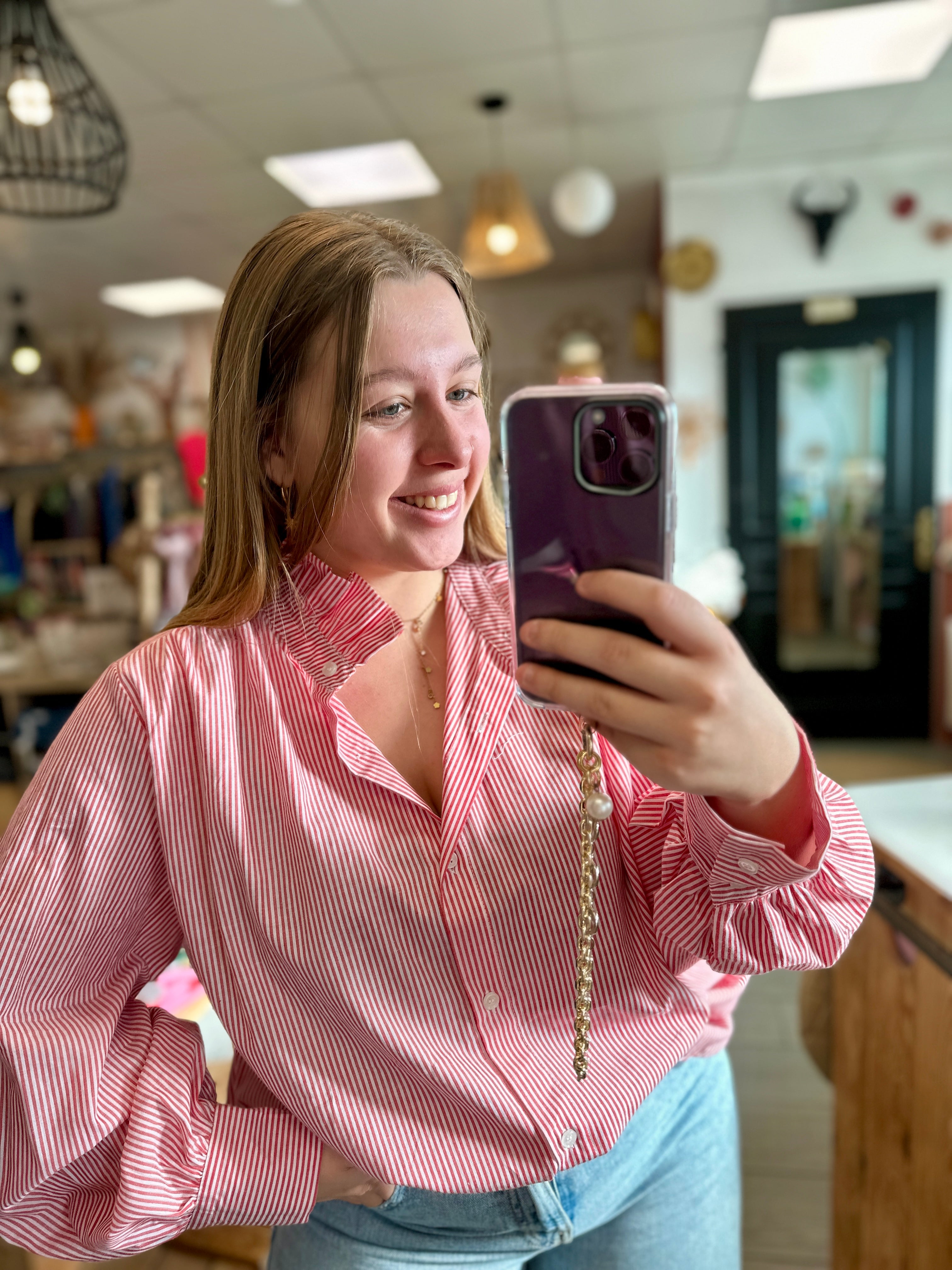 chemise rayee rouge femme kilky limoges