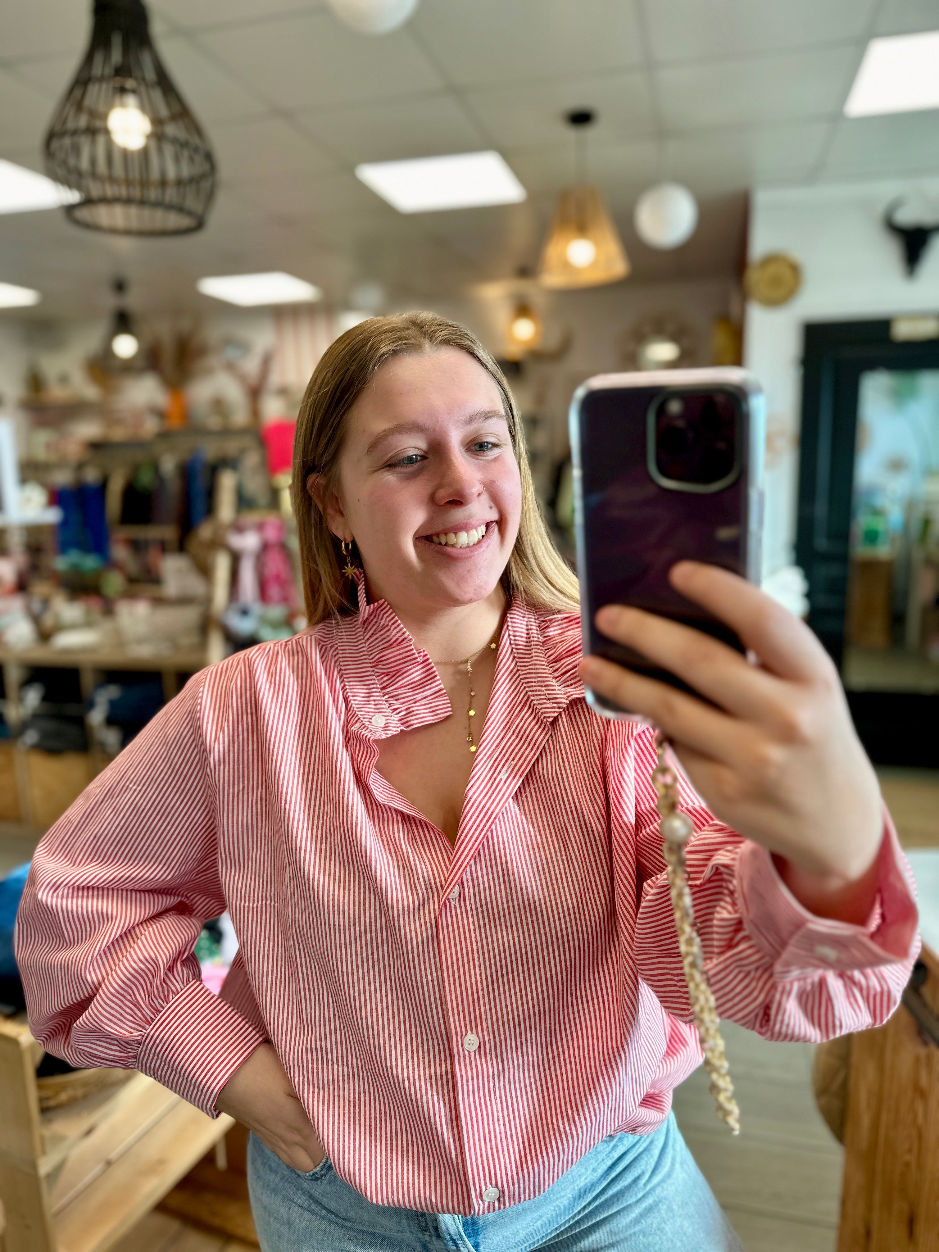 chemise rayures rouge blanc maelle lyon