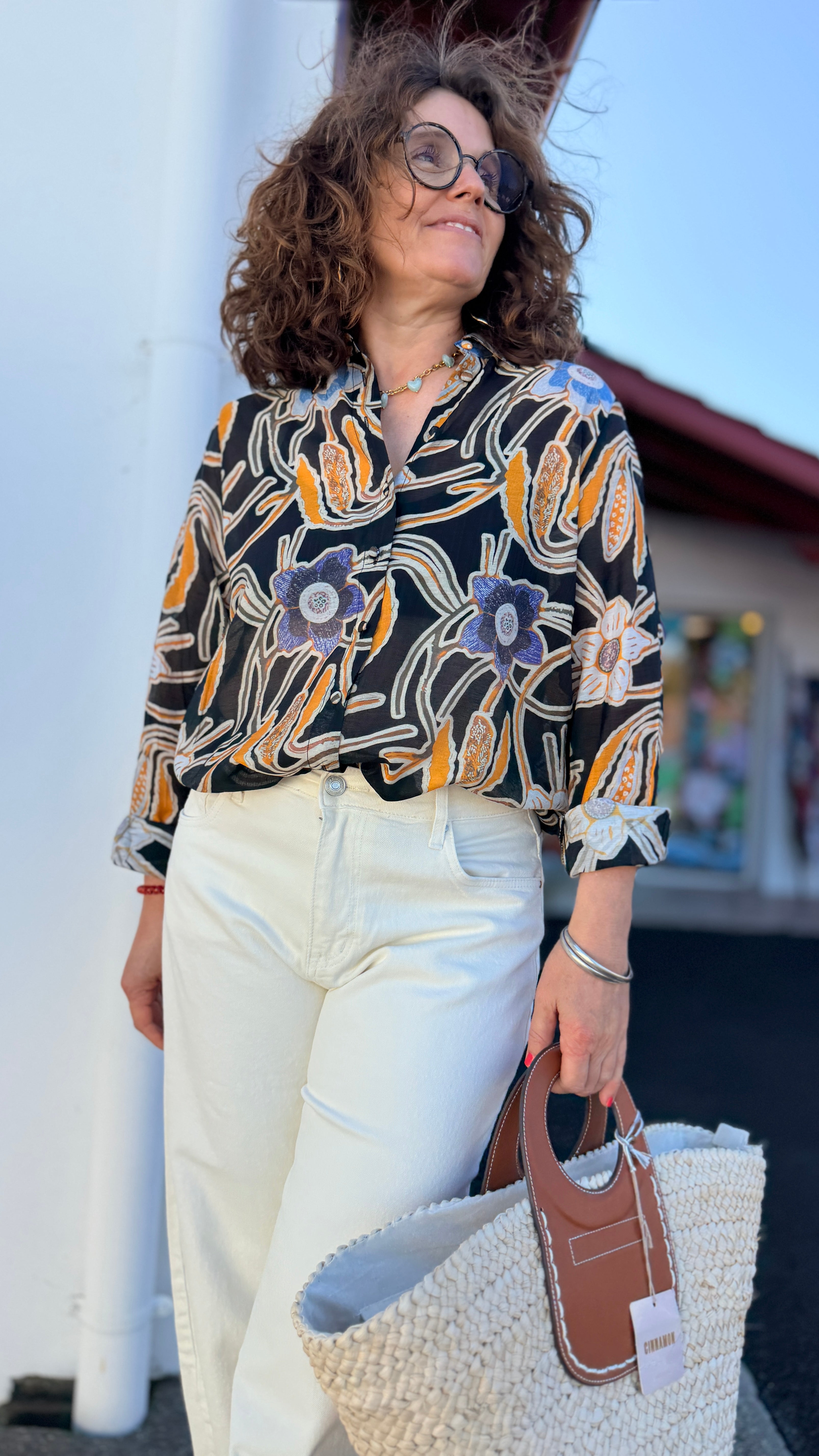 chemise s m l motif fleuri noire mode femme tendance maelle isla bonita toulouse montauban albi castres lavaur