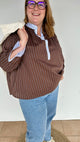 Blouse grande taille chocolat rayée pour femme ronde - Abana Boutique 64480