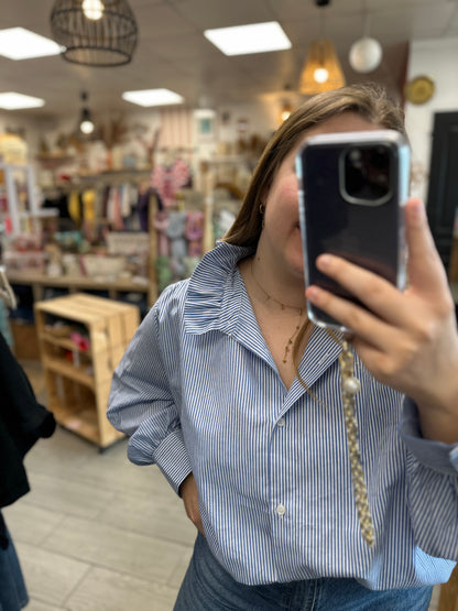 chemise femme élégante rayée bleue col victorien emijo Marseille