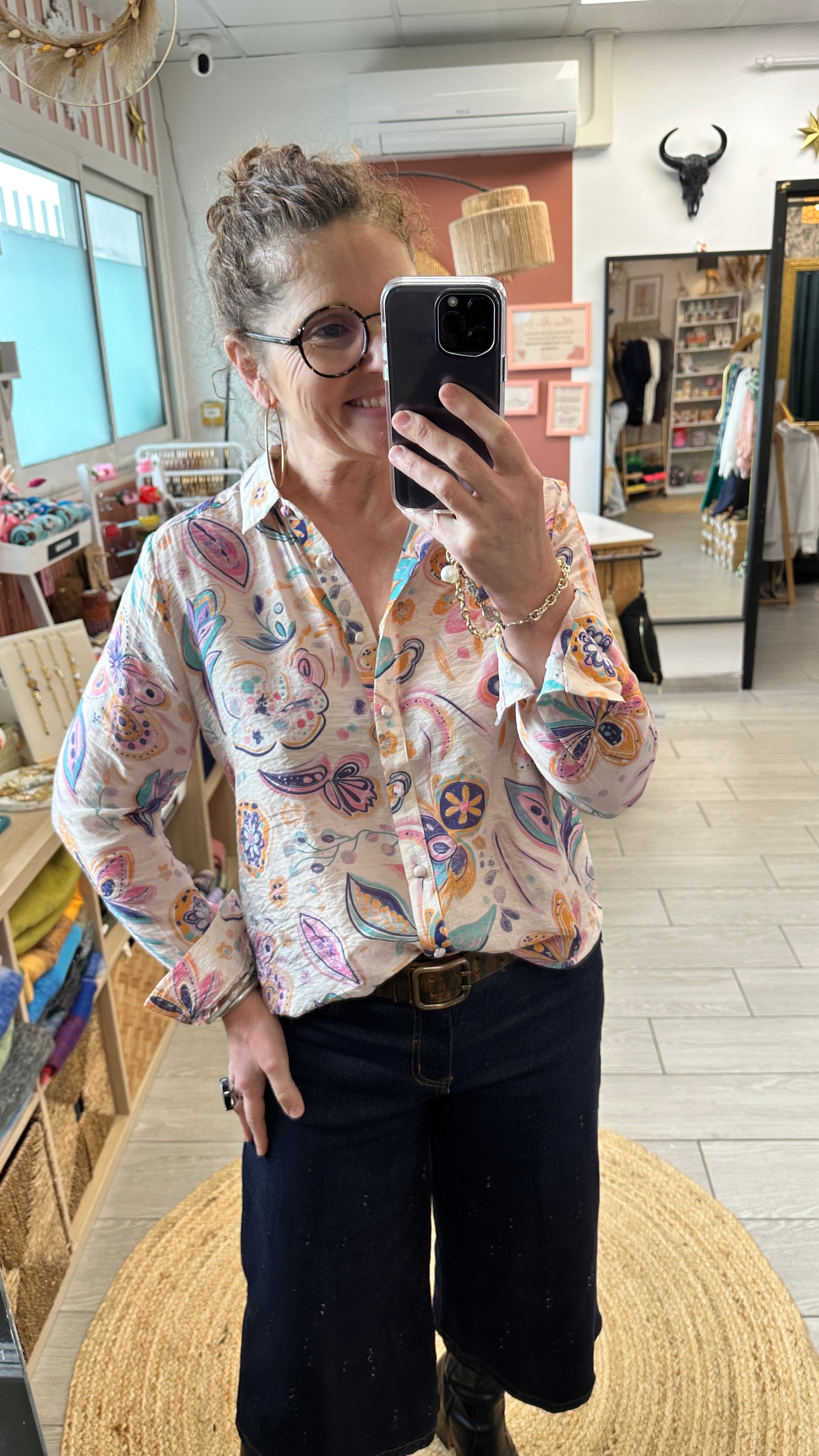 chemise fluide a motif colore pastel majolica montpellier