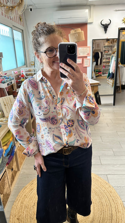 chemise fluide a motif colore pastel majolica montpellier