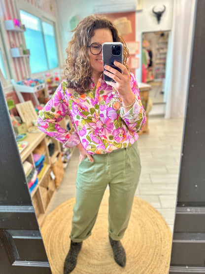 blouse imprime fleurs rose maelle femme lyon