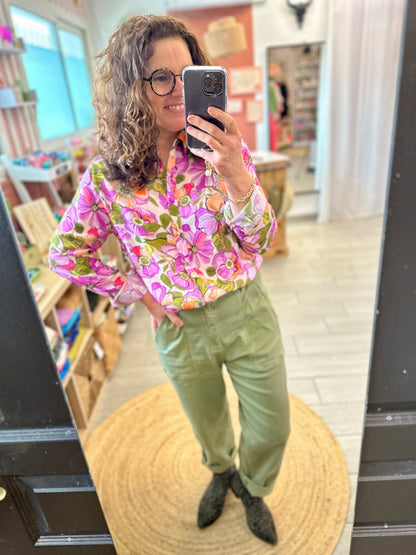 blouse fleurie rose johanna paris marseille